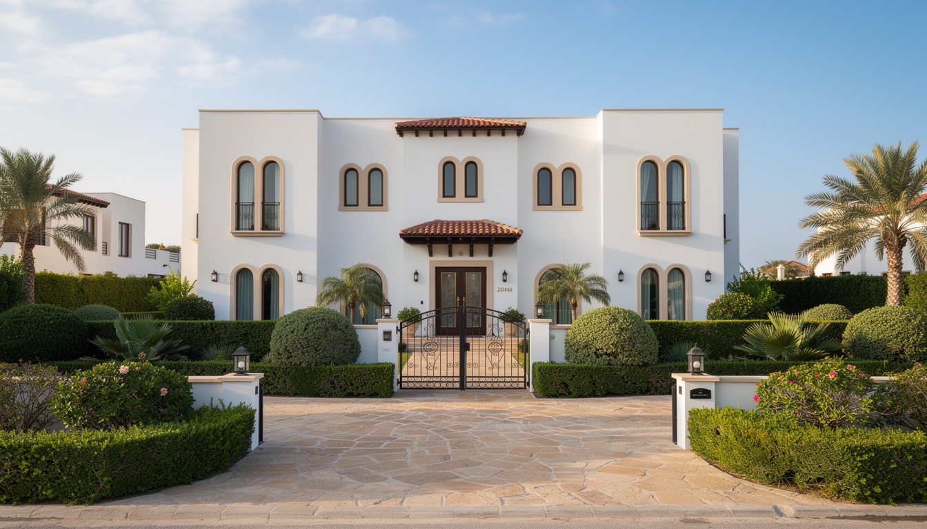 Modern villa exterior on Egypt North Coast with manicured garden and private entrance